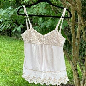 LUCKY BRAND EMBROIDERED CAMISOLE TANK TOP, SIZE SMALL